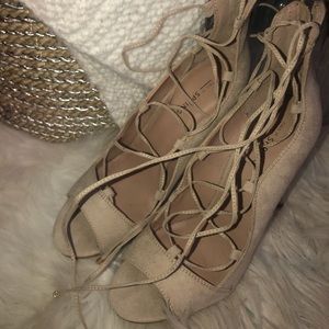 Call it Spring Tan strappy heels